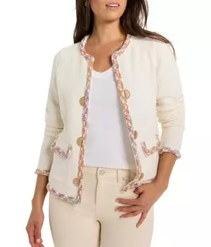 Куртка NIC+ZOE Mix Trim Knit Jacket, цвет Cream Multi