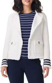 Куртка NIC+ZOE Subtle Stripe Fringe Mix Knit Jacket, цвет Cream Multi