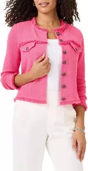 Куртка NIC+ZOE Utility Fringe Mix Knit Jacket, цвет Wild Pink