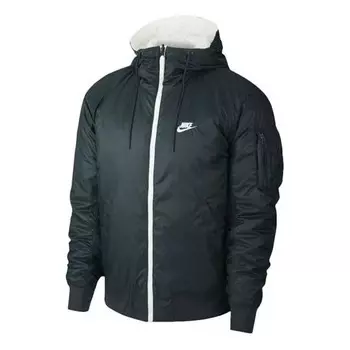 Куртка Nike Sportswear Windrunner Reversible Logo hooded, белый/черный/зеленый