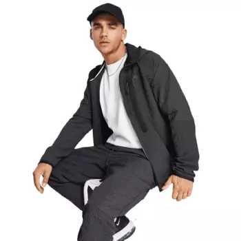 Куртка Nike Textured Tech Fleece Woven Zip Thru, черный