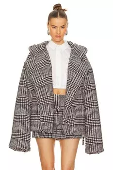 Куртка Norma Kamali Hooded Sleeping Bag, цвет Chocolate Glenn Plaid Tweed