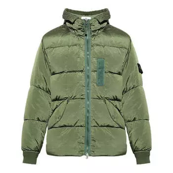 Куртка nylon metal hooded down jacket 'olive green' Stone Island, зеленый
