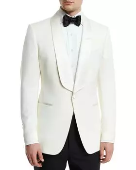 Куртка O'Connor Base из шерсти и мохера с атласными лацканами TOM FORD, цвет Ivory