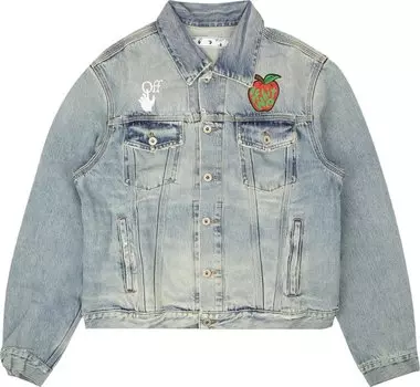 Куртка Off-White Apple Slim Denim Jacket 'Medium Blue/Red', синий