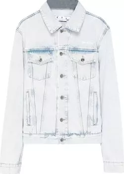 Куртка Off-White Diag Tab Slim Denim Jacket 'Bleach Blue', синий