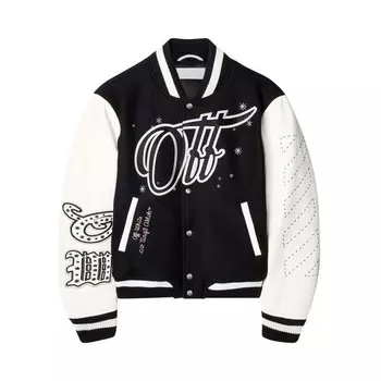 Куртка Off-White Embroidered Bling Stars Varsity Jacket, цвет Black/Off-White