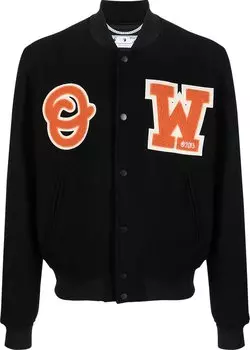 Куртка Off-White OW Patch Varsity Jacket 'Black', черный