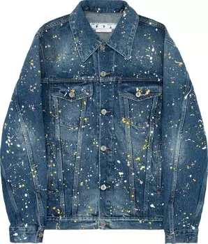 Куртка Off-White Paint Skate Denim Jacket 'Blue', синий