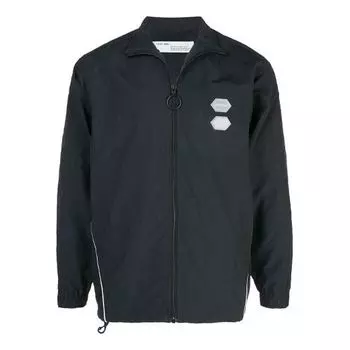 Куртка Off-White Solid Color Stand Collar Zipper Jacket Slim Fit Version Black