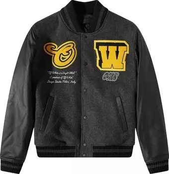 Куртка Off-White Vars Cat Leather Jacket 'Black/Yellow', черный