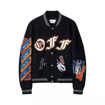 Куртка Off-White Varsity Bomber Jacket, цвет Black/Multicolor
