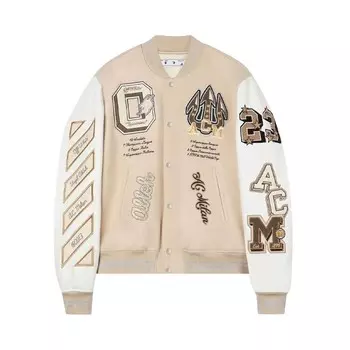 Куртка Off-White x AC Milan Varsity Jacket Cream/White, кремовый