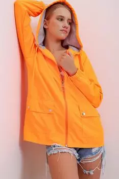 Куртка - Оранжевый - Классический крой Trend Alaat Stili, оранжевый