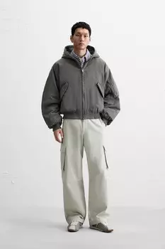 Куртка oversize fit ZARA, темно-серый