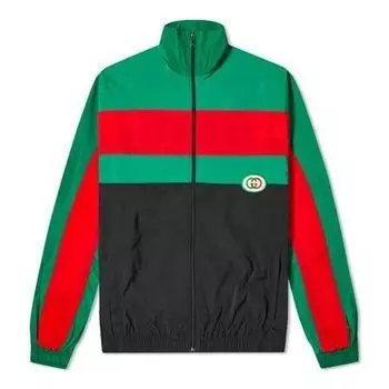 Куртка oversized grg nylon track jacket 'black green' Gucci, черный