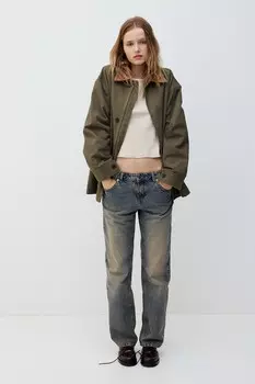Куртка оверсайз из парусины H&M, хаки