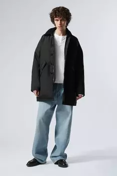 Куртка оверсайз из утепленного нейлона Weekday, черный