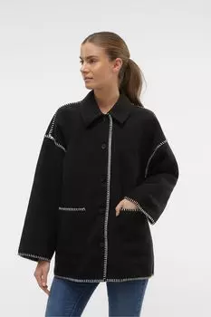 Куртка оверсайз на пуговицах с вышивкой Vero Moda, черный