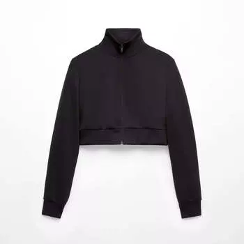 Куртка Oysho Neoprene-Effect Crop, черный