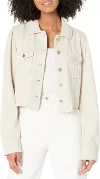 Куртка Pacey Cropped Denim Jacket w/ Raw Hem Paige, цвет Soft Beige