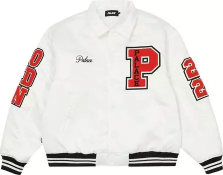 Куртка Palace Satin Varsity Jacket 'White', белый