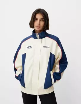 Куртка paris из нейлона с эффектом кожи Bershka, белый