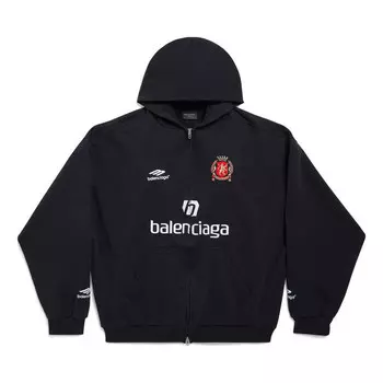 Куртка paris soccer zip-up hoodie medium fit 'black white' Balenciaga, черный