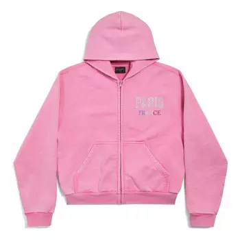 Куртка paris strass full zip hoodie small fit 'faded pink' Balenciaga, розовый