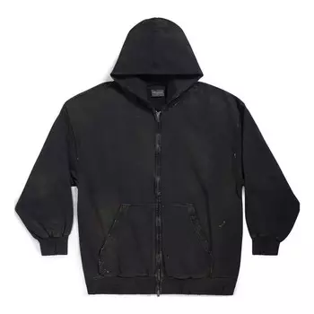 Куртка paris zip-up hoodie small fit 'black faded' Balenciaga, черный