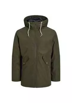 Куртка Parka Loop длинная водоотталкивающая Jack & Jones, зеленый