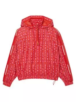 Куртка-парка с капюшоном и принтом Lacoste, красный