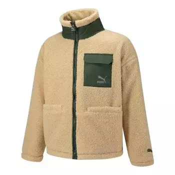 Куртка patch pocket sherpa jacket 'beige' Puma, бежевый