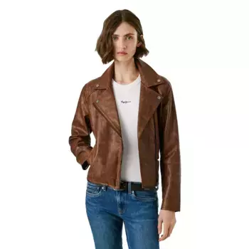 Куртка Pepe Jeans Stacy leather, коричневый