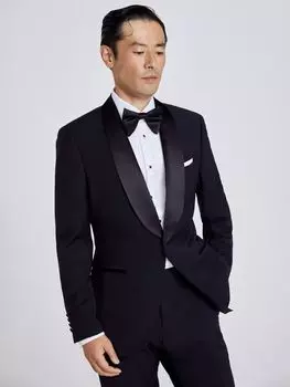 Куртка Performance из смесовой шерсти с шалью и лацканами Moss, черный