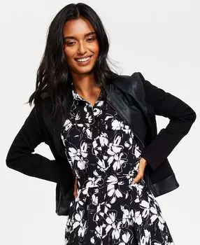 Куртка petite mixed media с молнией спереди, созданная для macy's Alfani, мульти