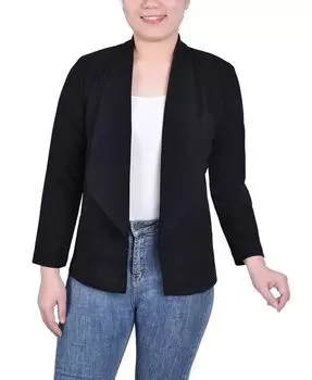 Куртка Petite с длинными рукавами из понте NY Collection, цвет Black