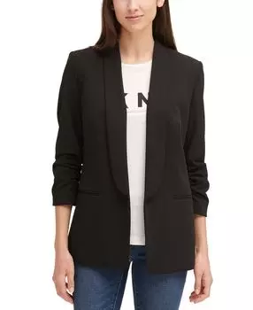 Куртка petite с открытым передом и воротником-шалью DKNY, черный