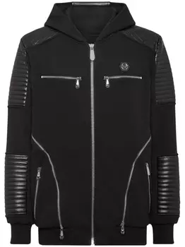 Куртка Philipp Plein с капюшоном и застежкой-молнией, черный