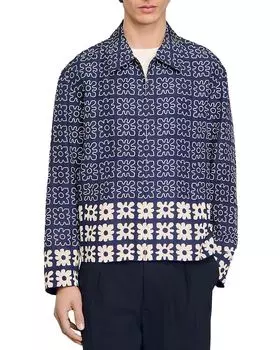 Куртка-пиджак с цветочным принтом Sandro, синий