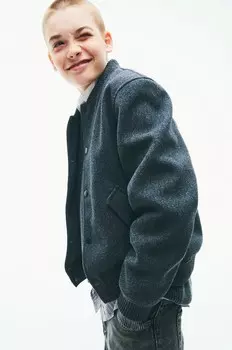 Куртка пилота из фетровой ткани H&M, серый