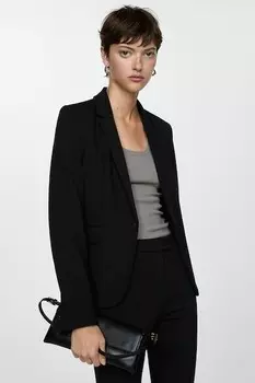 Куртка Plaoma с лацканами Mango, черный