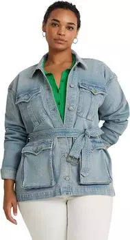 Куртка Plus-Size Belted Denim Field Jacket LAUREN Ralph Lauren, цвет Isla Wash