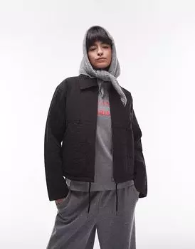 Куртка-подкладка с контрастной простежкой черного цвета Topshop