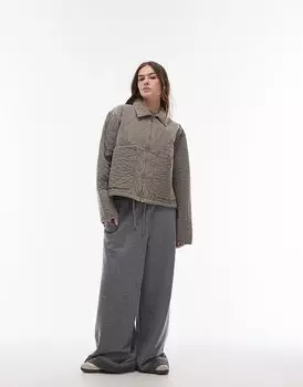Куртка-подкладка с контрастной простежкой серого цвета Topshop