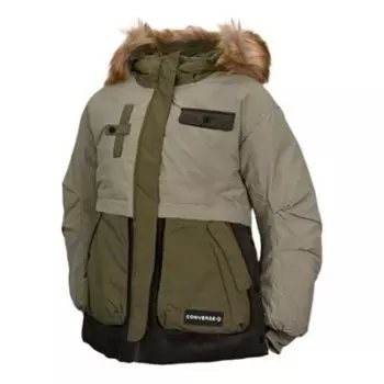 Куртка premium fashion mid down jacket 'army green' Converse, зеленый