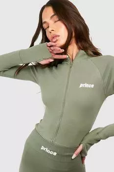 Куртка Prince Ribbed Zip Through Jacket boohoo, хаки