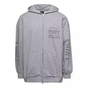 Куртка print zip-up hoodie small fit 'grey' Balenciaga, серый