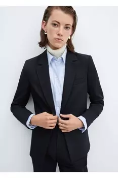 Куртка приталенного кроя Mango, темно-синий