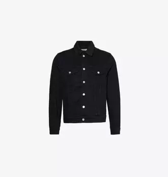 Куртка прямого кроя из смеси денима с раскладным воротником и карманами-клапанами Frame, цвет noir